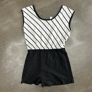 Vintage 80s Retro Rompin Rage Striped Size Medium Made In Hong Kong Romper